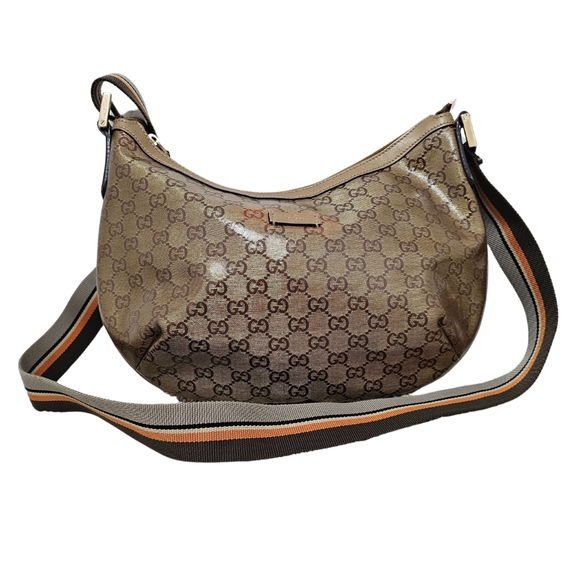 GUCCI GG CRYSTAL SHERRY LINE SHOULDER BAG GOLD BROWN ORANGE! - Picture 1 of 7